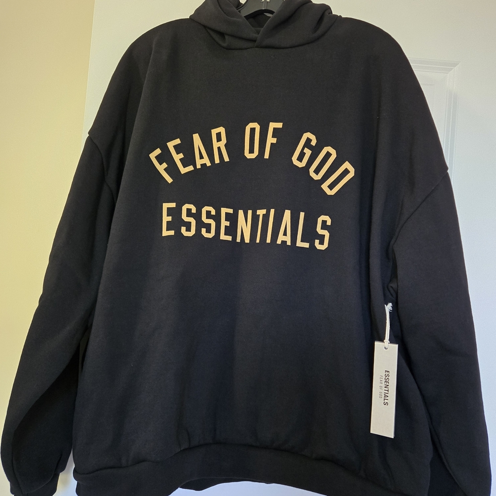 Essentials Black Sweater with Gold Lettering
